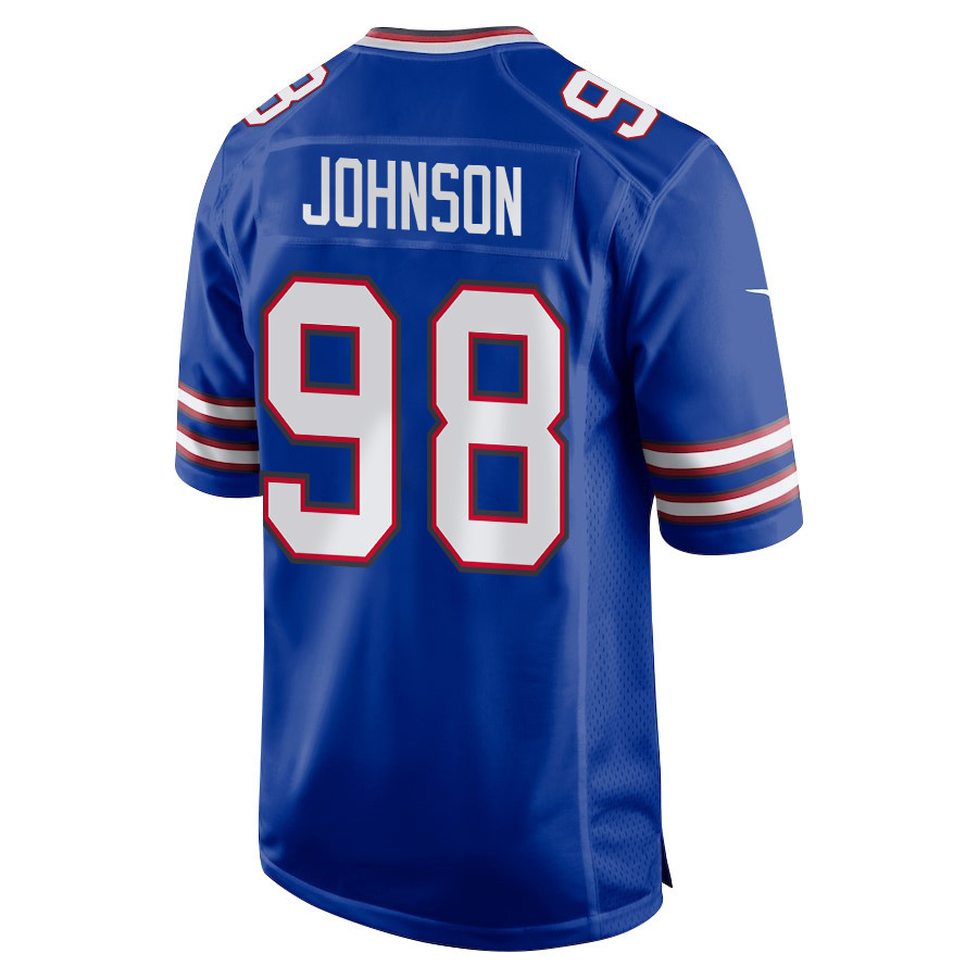 Austin Johnson 98 Buffalo Bills Super Bowl LIX New Orleans Patch Game Men Jersey - Royal