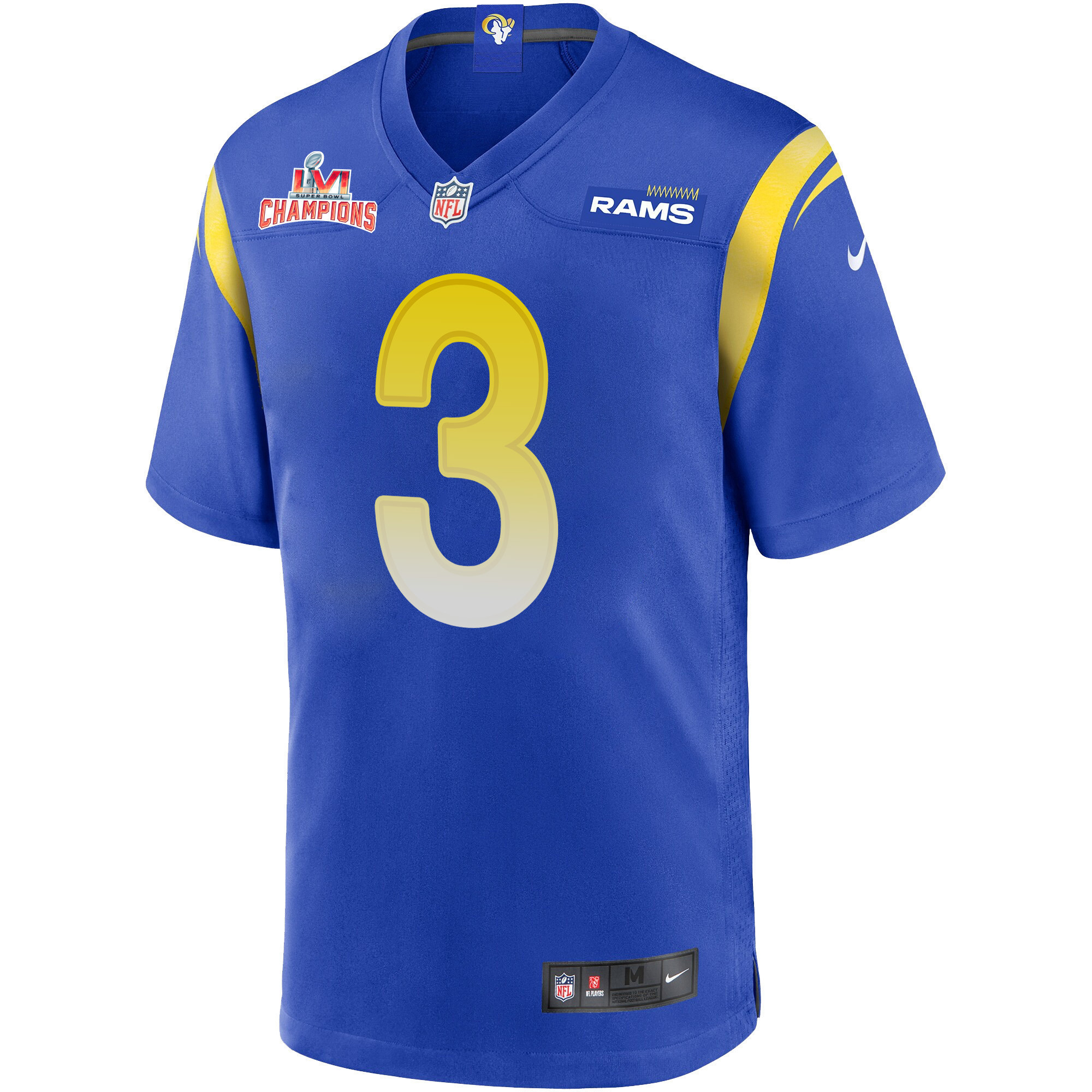Super Bowl LVI Champions Los Angeles Rams Odell Beckham Jr. 3 Royal Men's Jersey Jersey