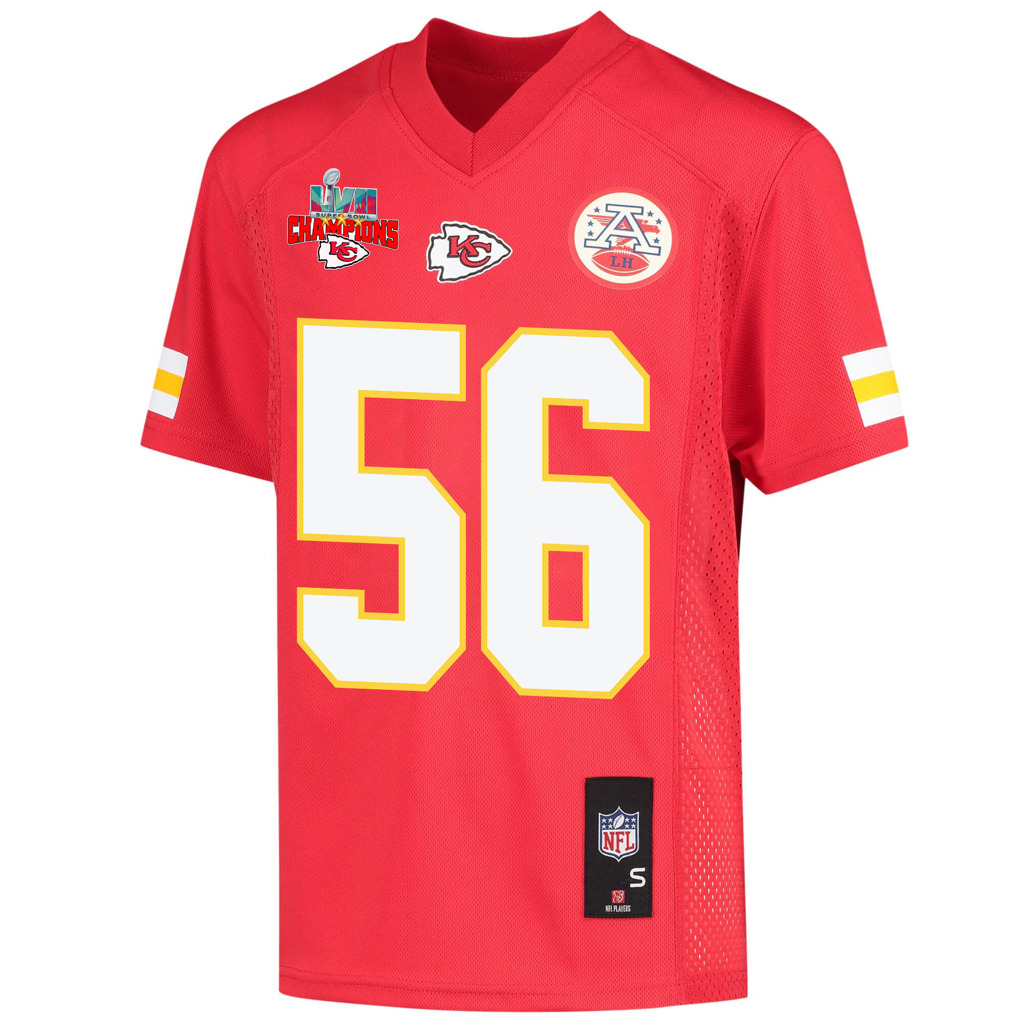 George Karlaftis 56 Kansas City Chiefs Super Bowl LVII Champions 3 Stars Youth Game Jersey - Red
