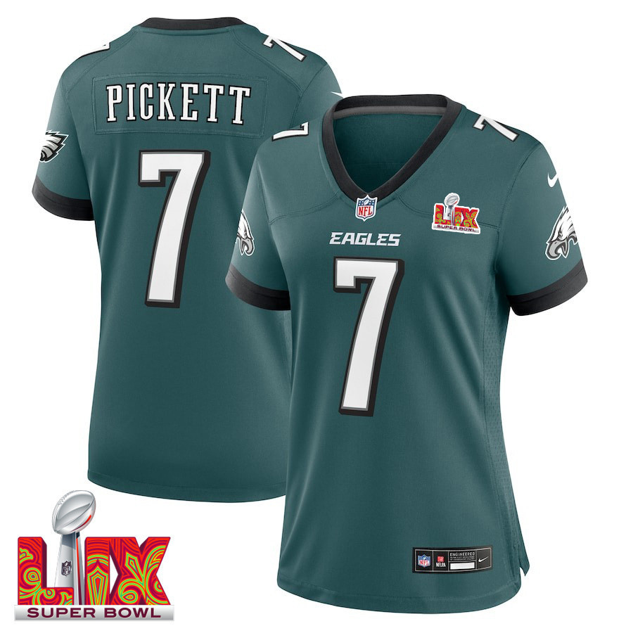 Kenny Pickett #7 Philadelphia Eagles Super Bowl LIX Women's Jersey - Midnight Green