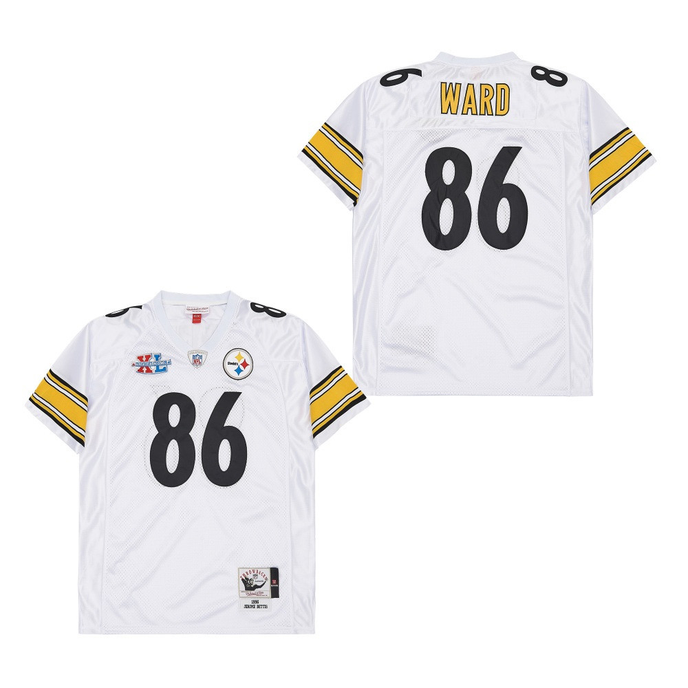 Hines Ward 86 Pittsburgh Steelers Super Bowl XL Retro Throwback Men Jersey - White