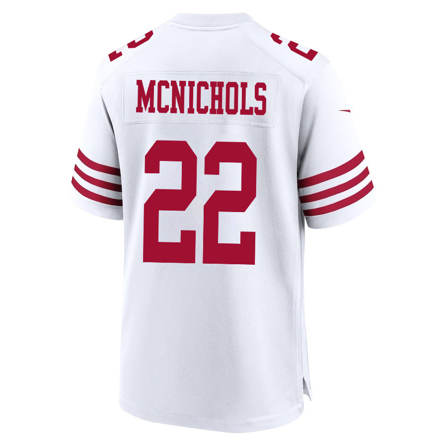 Jeremy McNichols 22 San Francisco 49ers Super Bowl LVIII Patch Game Men Jersey - White