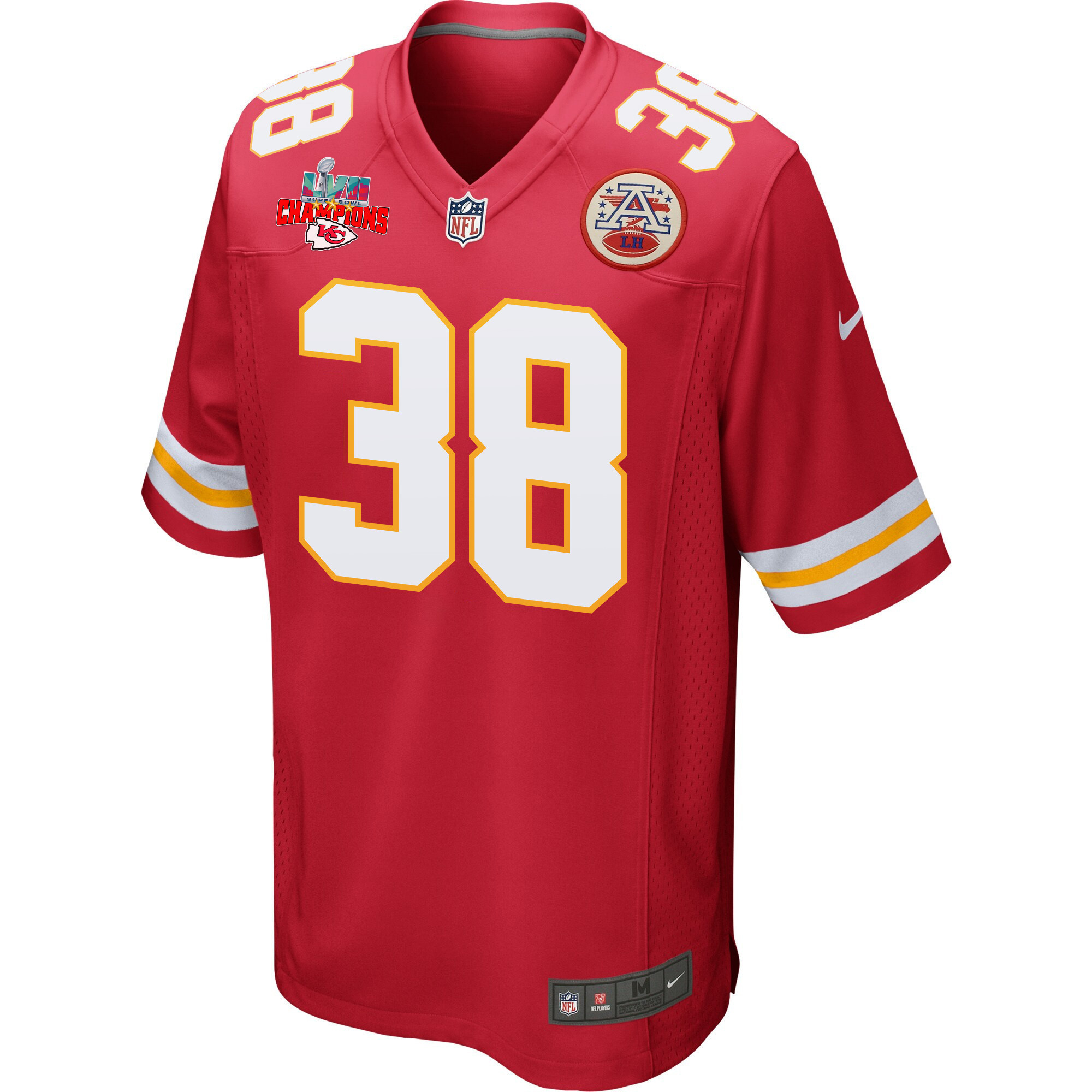 L'Jarius Sneed 38 Kansas City Chiefs Super Bowl LVII Champions 3 Stars Men Game Jersey - Red