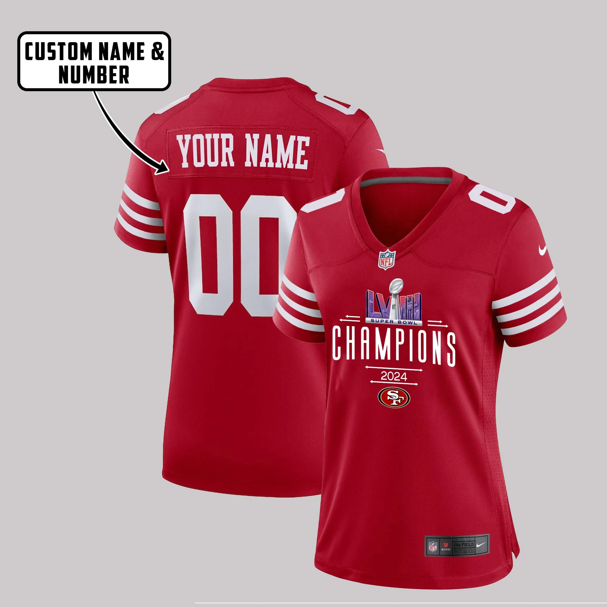 San Francisco 49ers Super Bowl LVIII Game Jersey - Women, Red V2