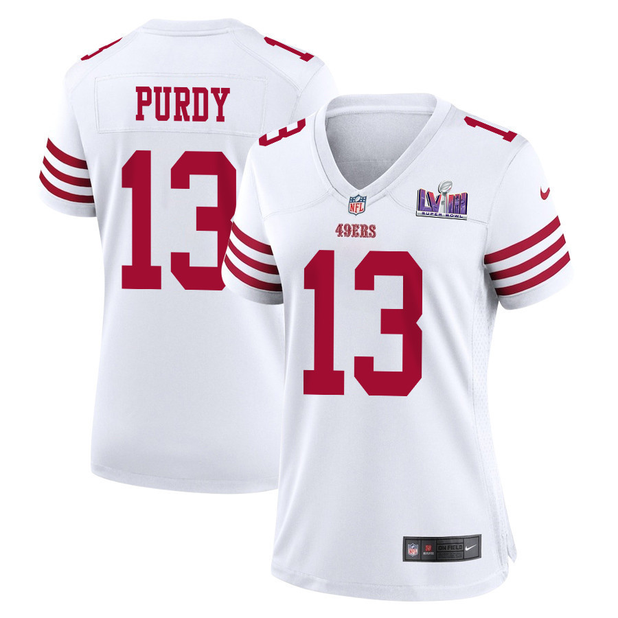 Brock Purdy 13 San Francisco 49ers Super Bowl LVIII Patch Game Women Jersey - White