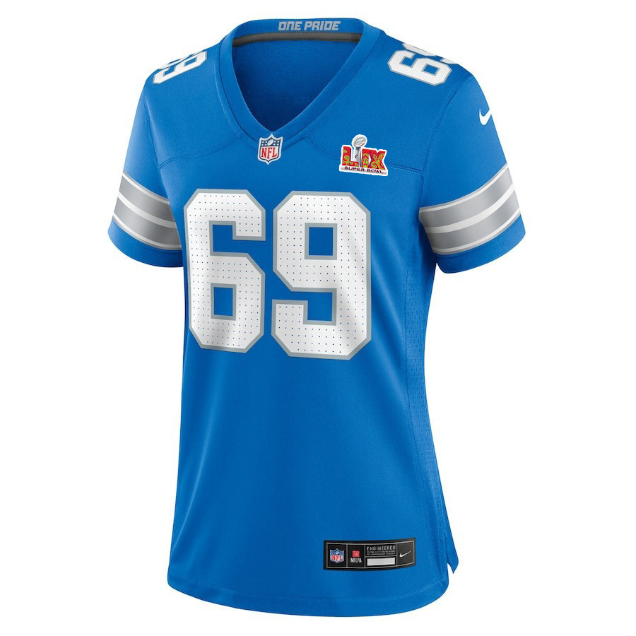 Al-Quadin Muhammad #69 Detroit Lions Super Bowl LIX Women's Jersey - Blue
