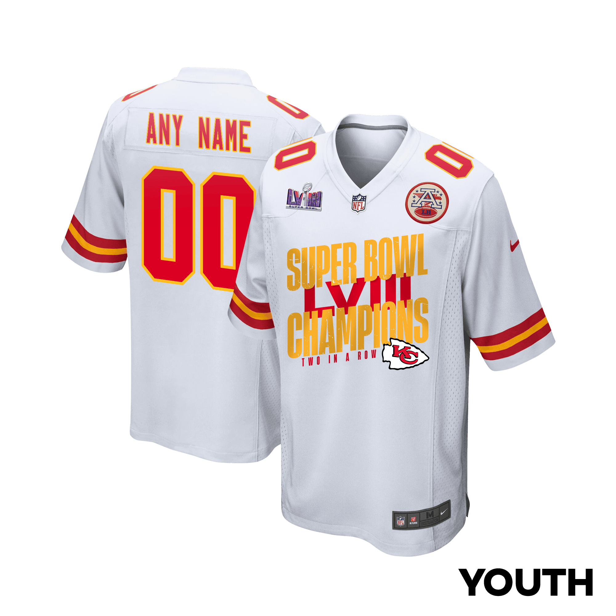 Kansas City Chiefs Super Bowl LVIII Champions Iconic Victory Game YOUTH Jersey - White