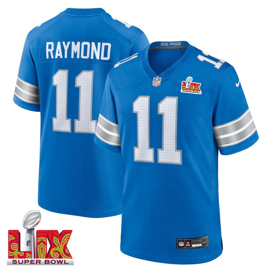Kalif Raymond #11 Detroit Lions Super Bowl LIX Jersey - Men's - Blue