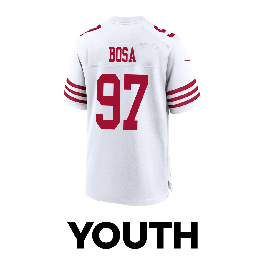 Nick Bosa 97 San Francisco 49ers Super Bowl LVIII Patch Game YOUTH Jersey - White