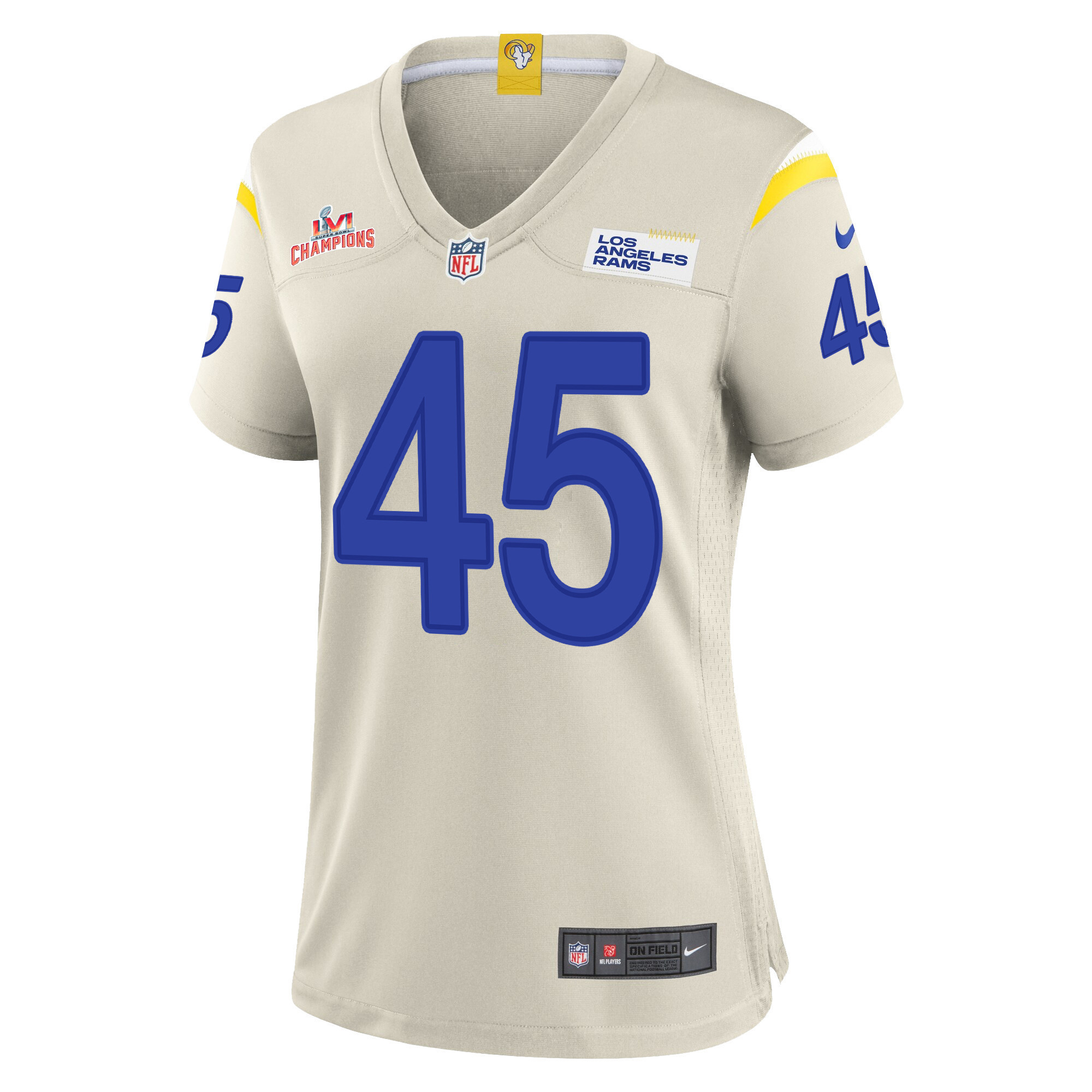 Super Bowl LVI Champions Los Angeles Rams Ogbonnia Okoronkwo 45 Bone Women's Jersey Jersey