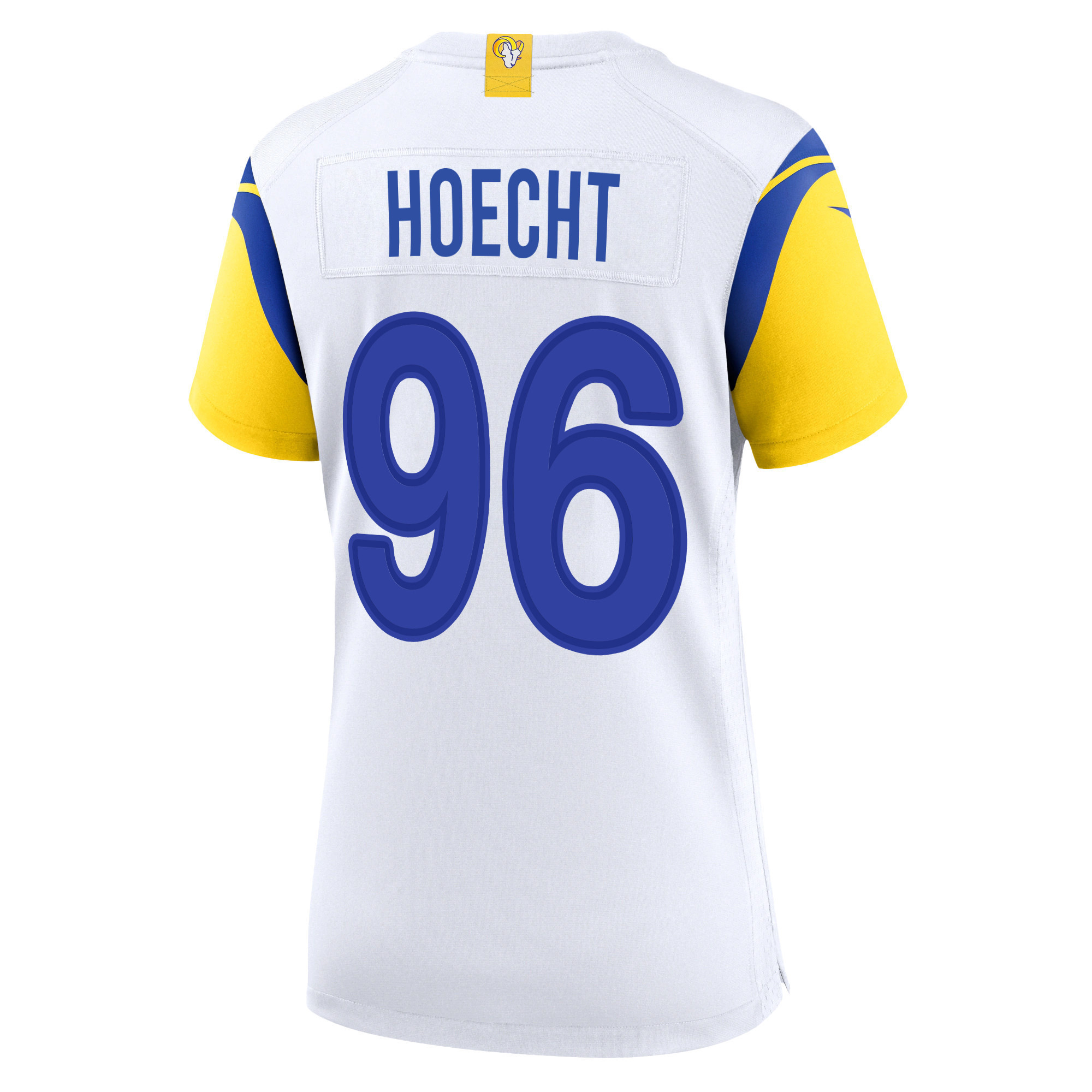 Super Bowl LVI Champions Los Angeles Rams Michael Hoecht 96 White Women's Jersey Jersey
