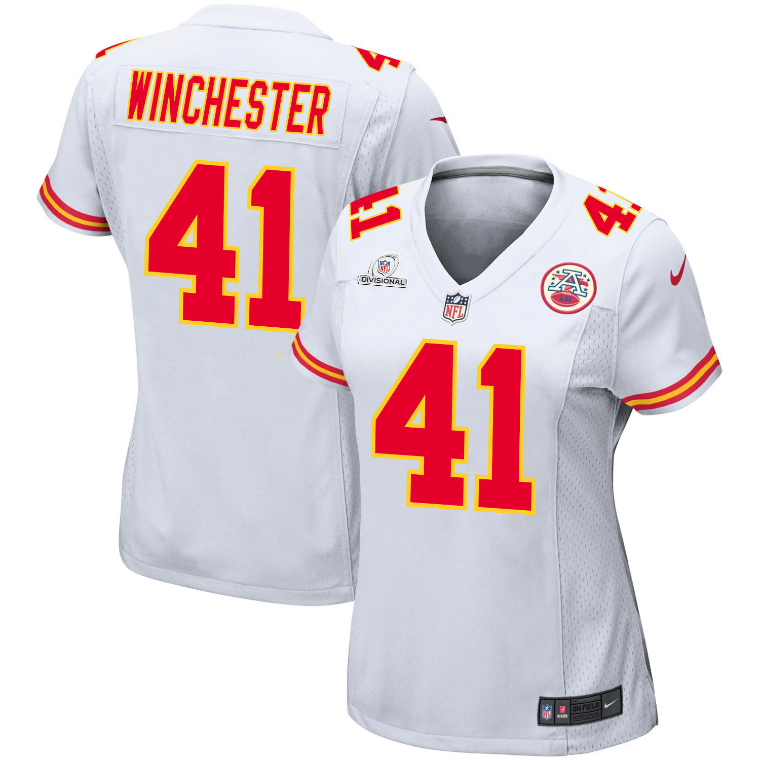 James Winchester 41 Kansas City Chiefs Super Bowl LVIII Patch Game Women Jersey - White