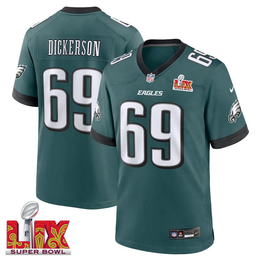 Landon Dickerson #69 Philadelphia Eagles Super Bowl LIX Jersey - Men's - Midnight Green