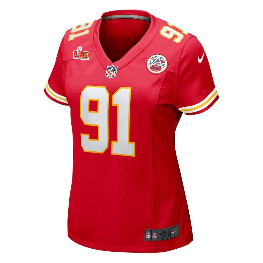 Derrick Nnadi #91 Kansas City Chiefs Super Bowl LIX Women's Jersey - Red