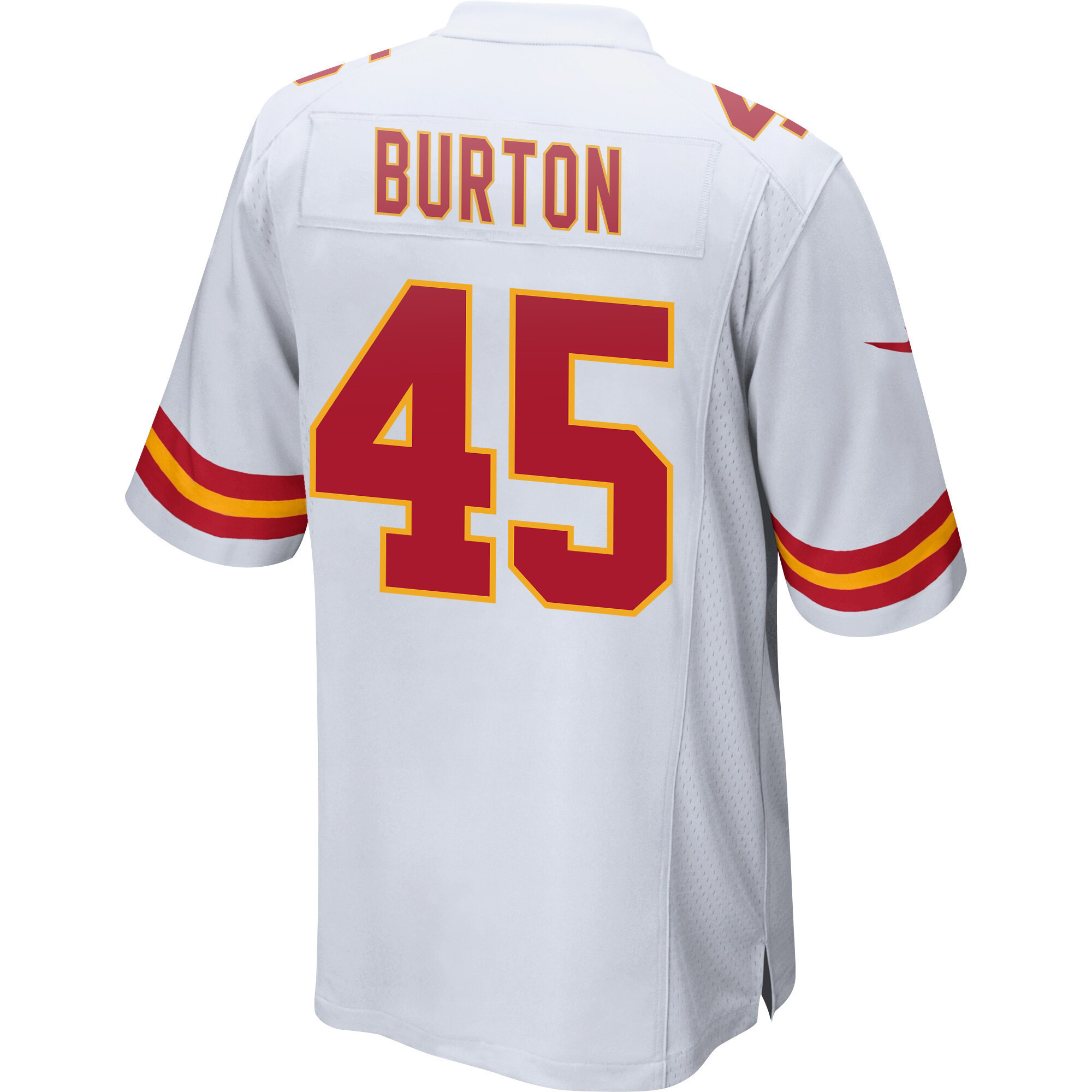 Michael Burton 45 Kansas City Chiefs Super Bowl LVII Champions Men Game Jersey - White