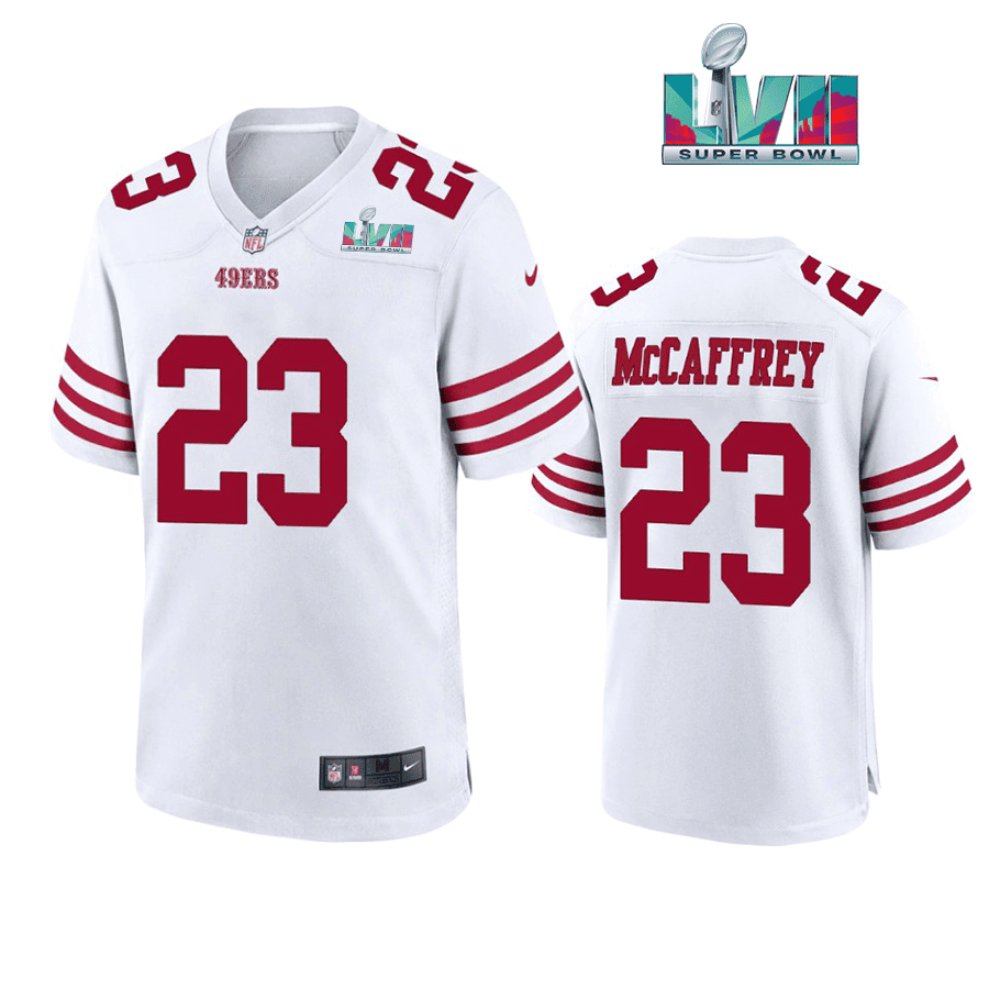 Christian Mccaffrey 23 San Francisco 49Ers Super Bowl LVII White Men Game Jersey