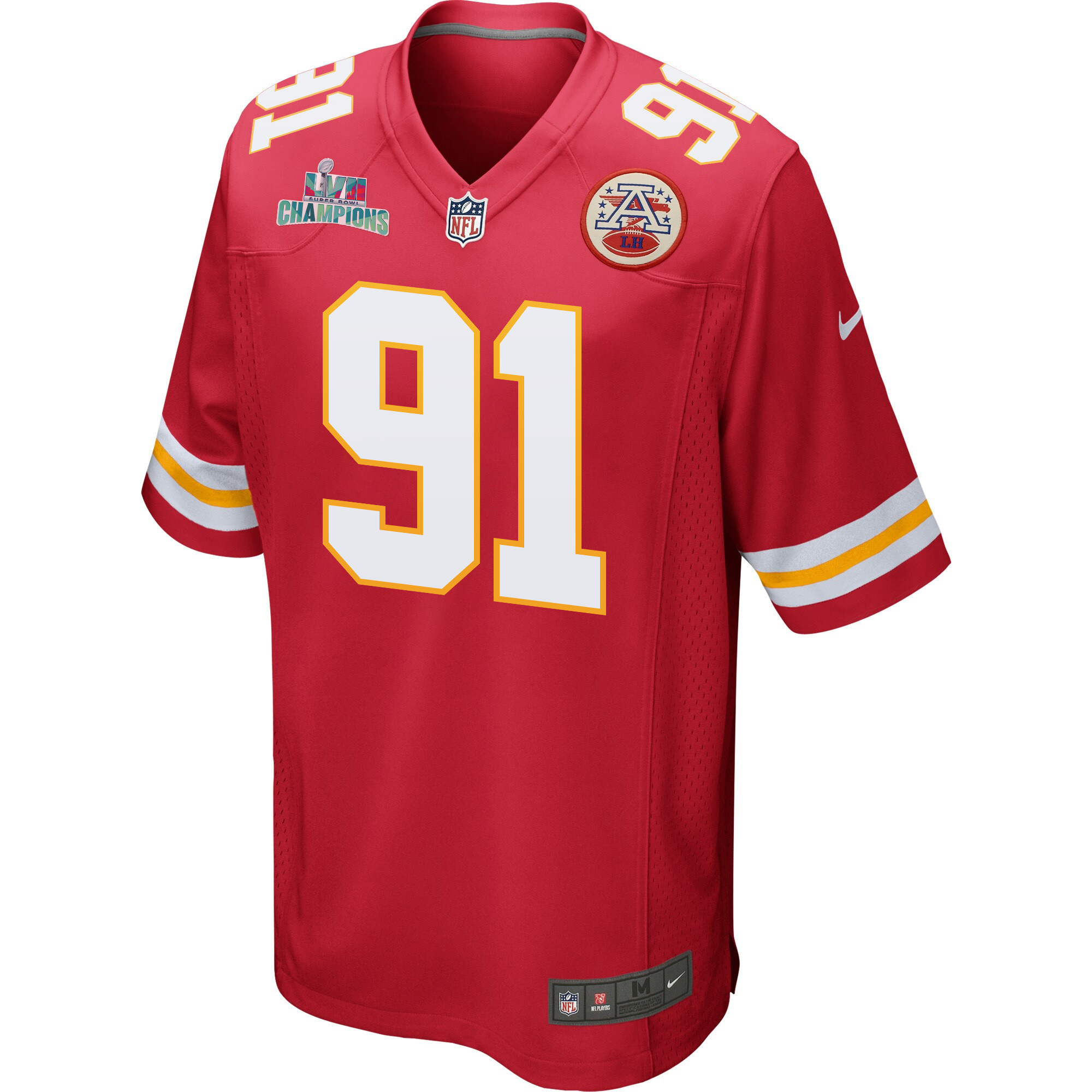 Derrick Nnadi 91 Kansas City Chiefs Super Bowl LVII Champions Men Game Jersey - Red