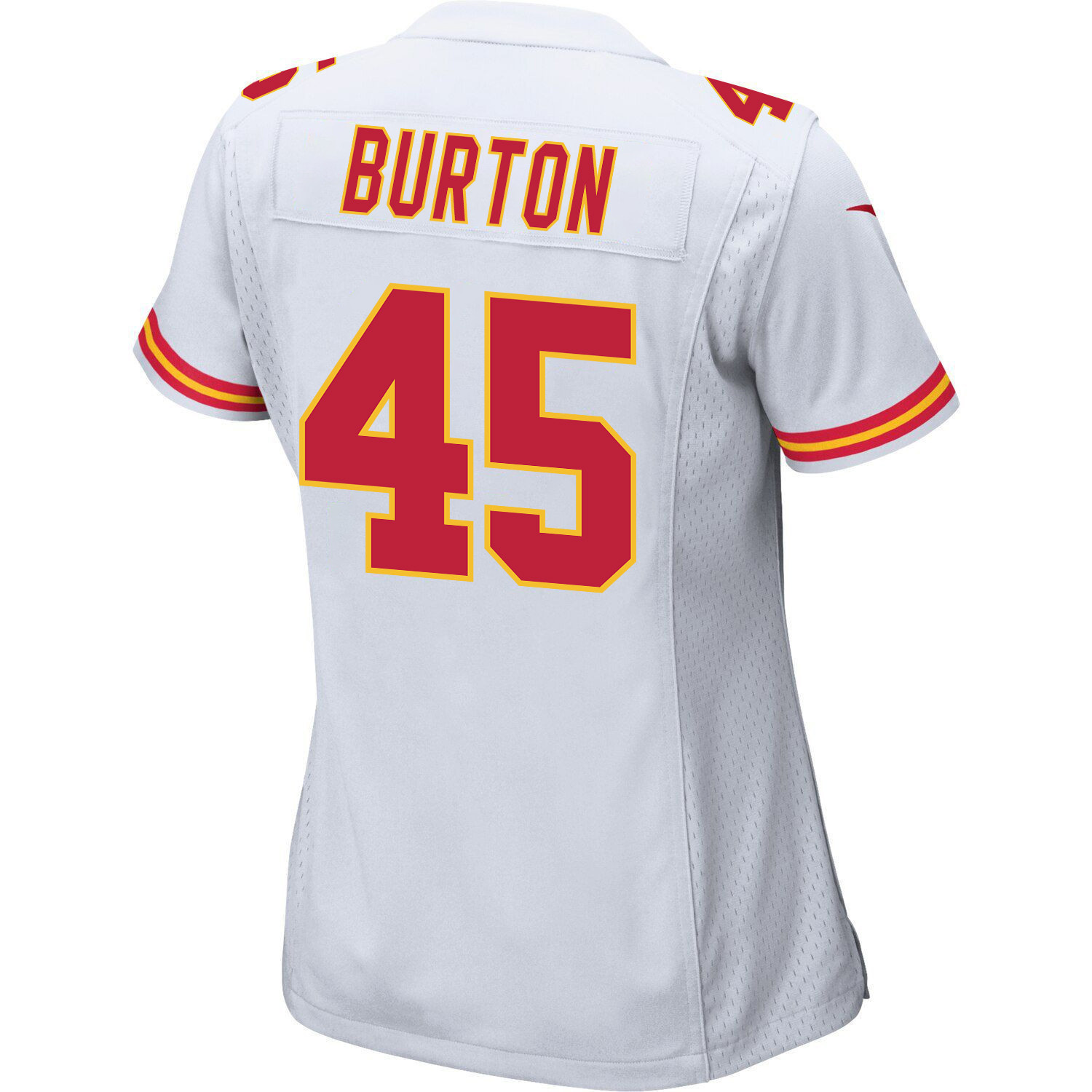 Michael Burton 45 Kansas City Chiefs Super Bowl LVII Champions 3 Stars Women Game Jersey - White