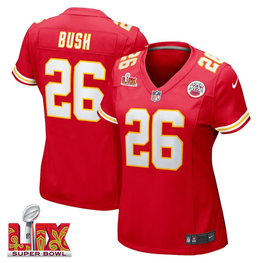 Deon Bush #26 Kansas City Chiefs Super Bowl LIX Women's Jersey - Red