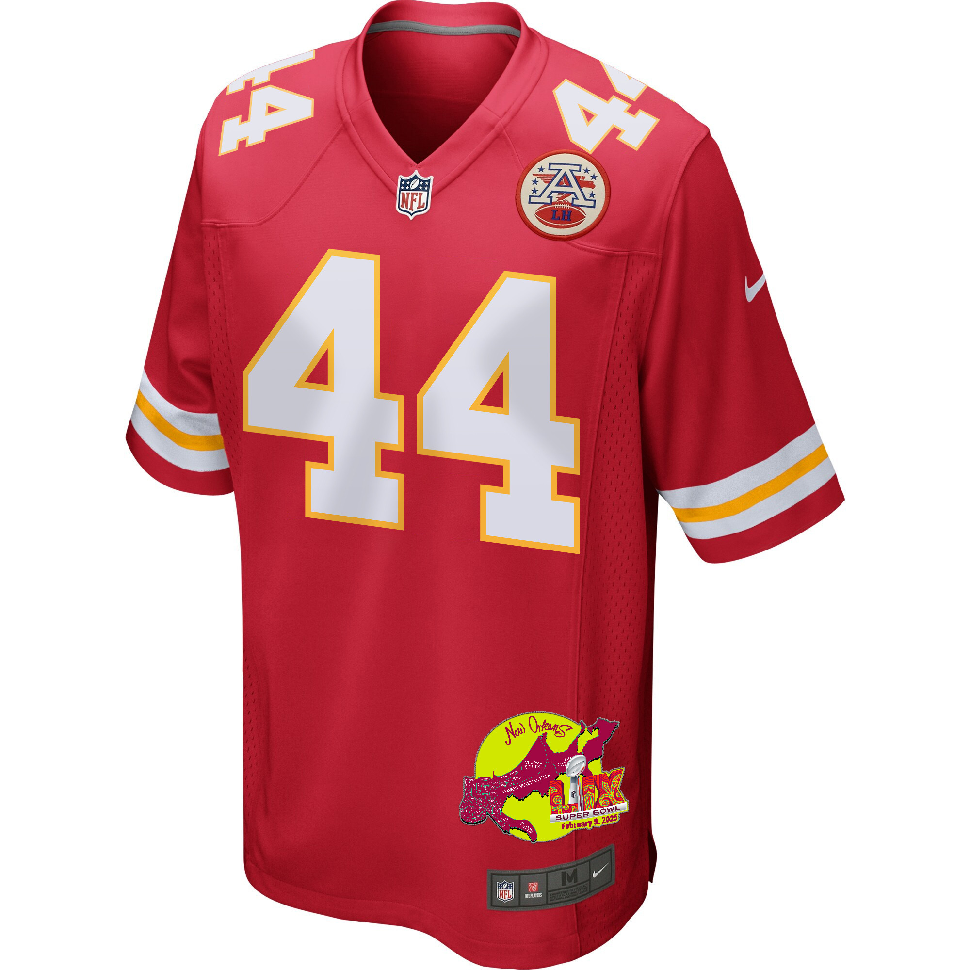 Cam Jones 44 Kansas City Chiefs Super Bowl LIX New Orleans Patch Game Men Jersey - Red