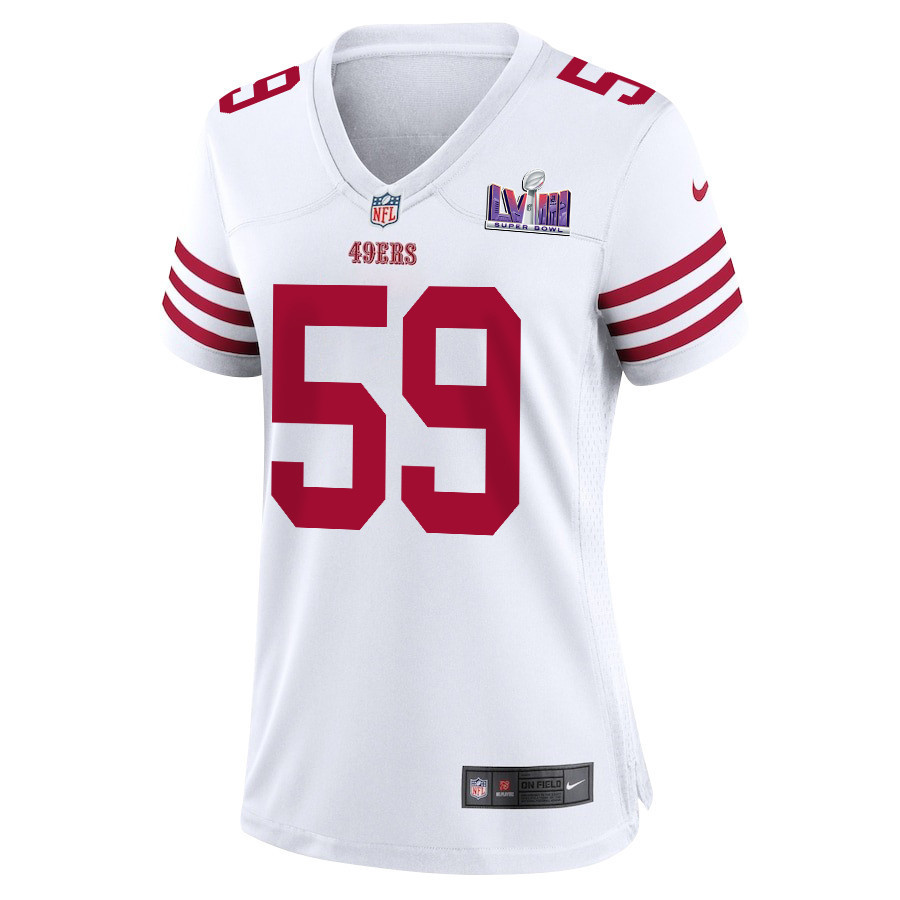 Curtis Robinson 59 San Francisco 49ers Super Bowl LVIII Patch Game Women Jersey - White