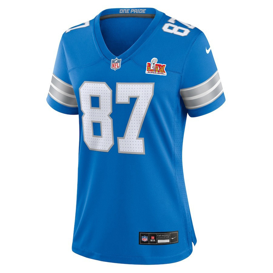 Sam LaPorta #87 Detroit Lions Super Bowl LIX Women's Jersey - Blue