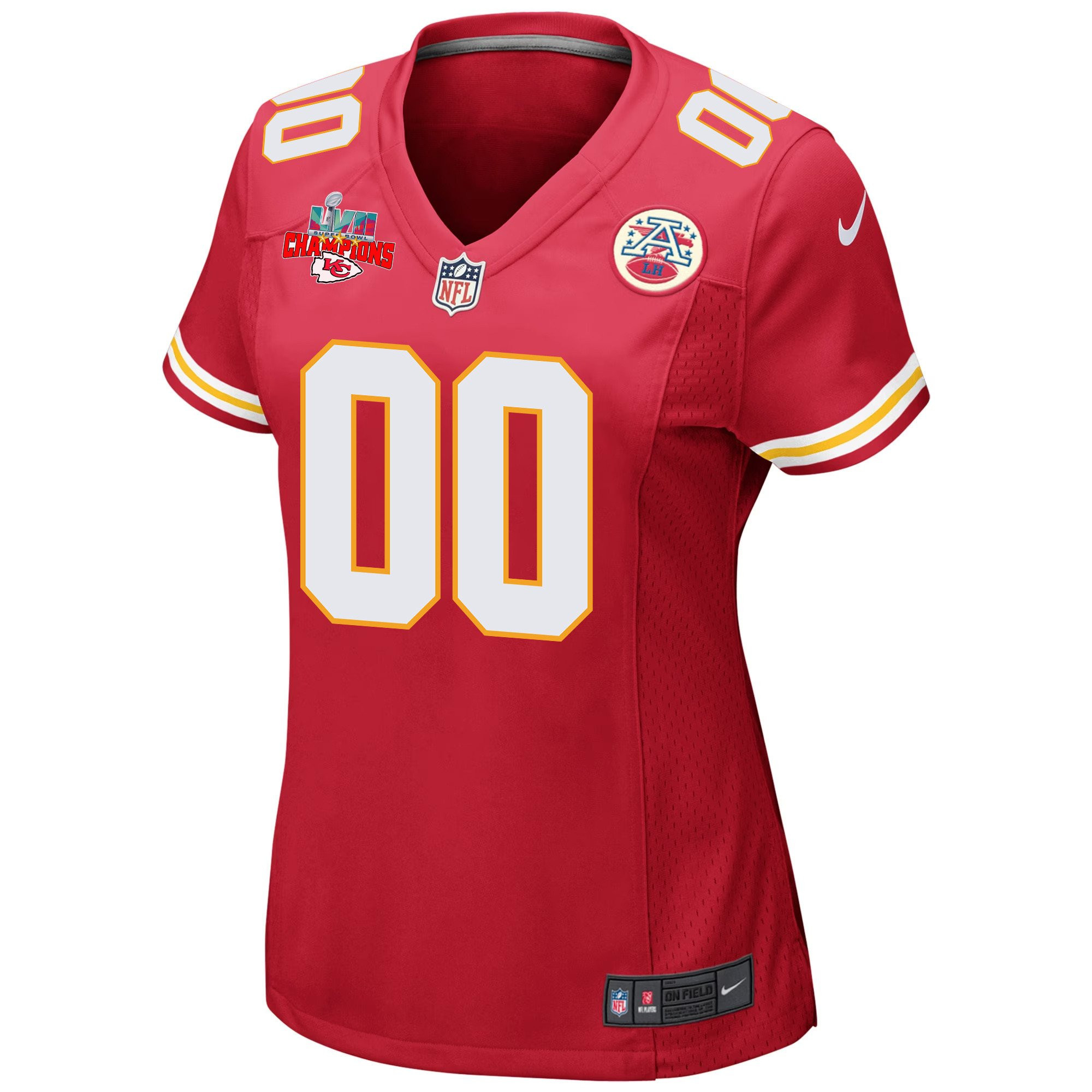 Custom Kansas City Chiefs Super Bowl LVII Champions 3 Stars Women Game Jersey - Red
