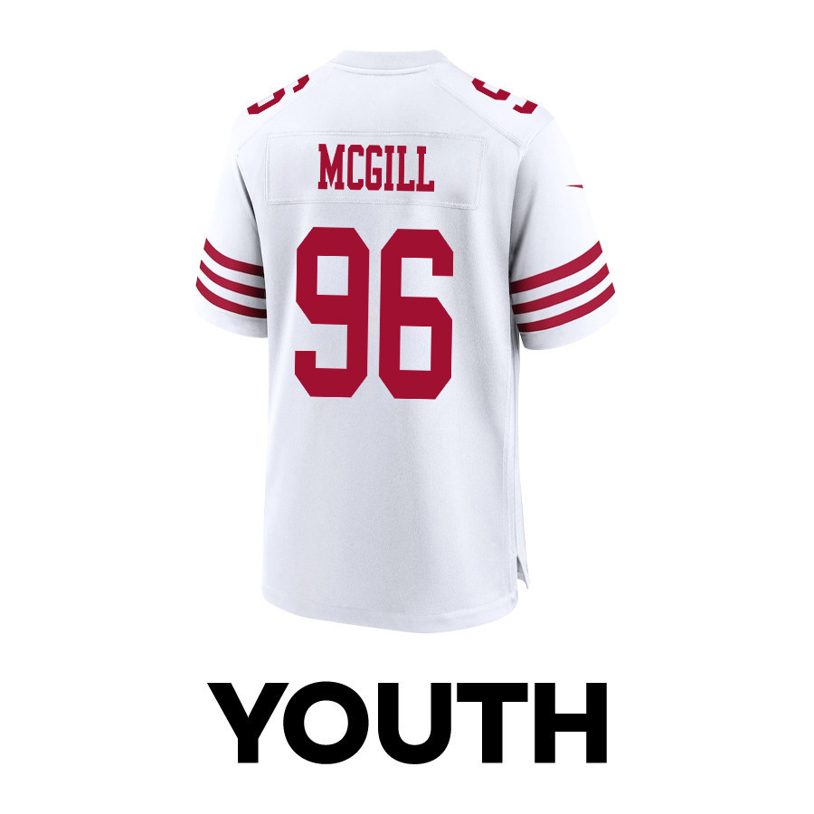 T.Y. McGill 96 San Francisco 49ers Super Bowl LVIII Patch Game YOUTH Jersey - White