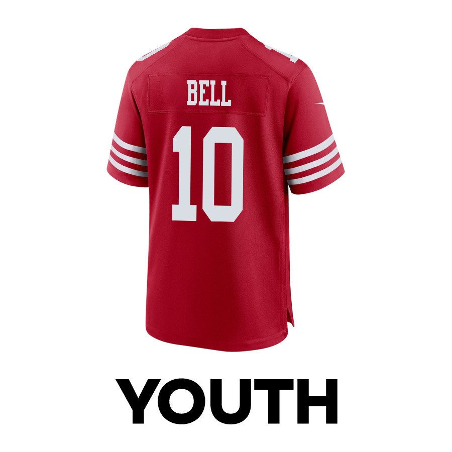 Ronnie Bell 10 San Francisco 49ers Super Bowl LVIII Patch Game YOUTH Jersey - Scarlet