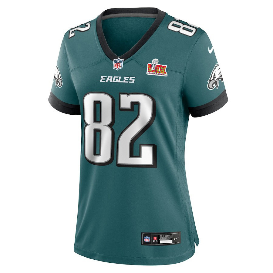Ainias Smith #82 Philadelphia Eagles Super Bowl LIX Women's Jersey - Midnight Green