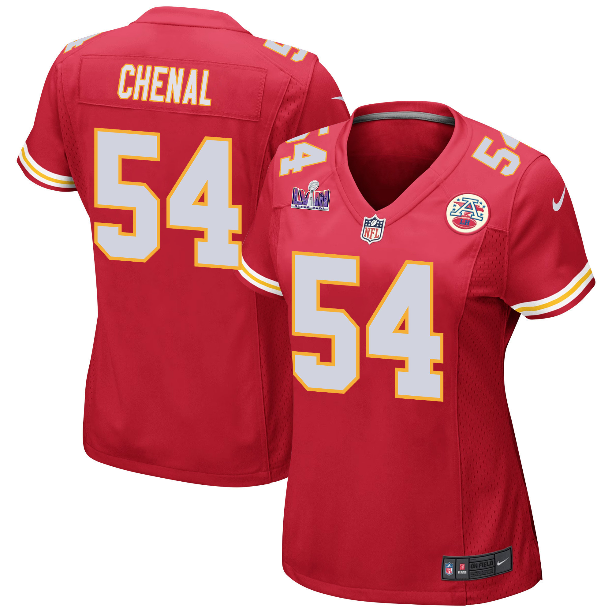 Leo Chenal 54 Kansas City Chiefs Super Bowl LVIII Patch Game Women Jersey - Red