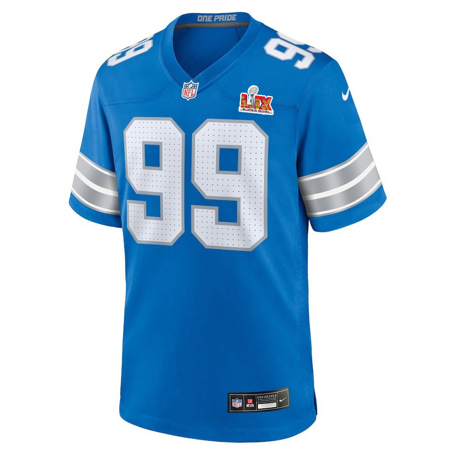 Brodric Martin #99 Detroit Lions Super Bowl LIX Jersey - Men's - Blue