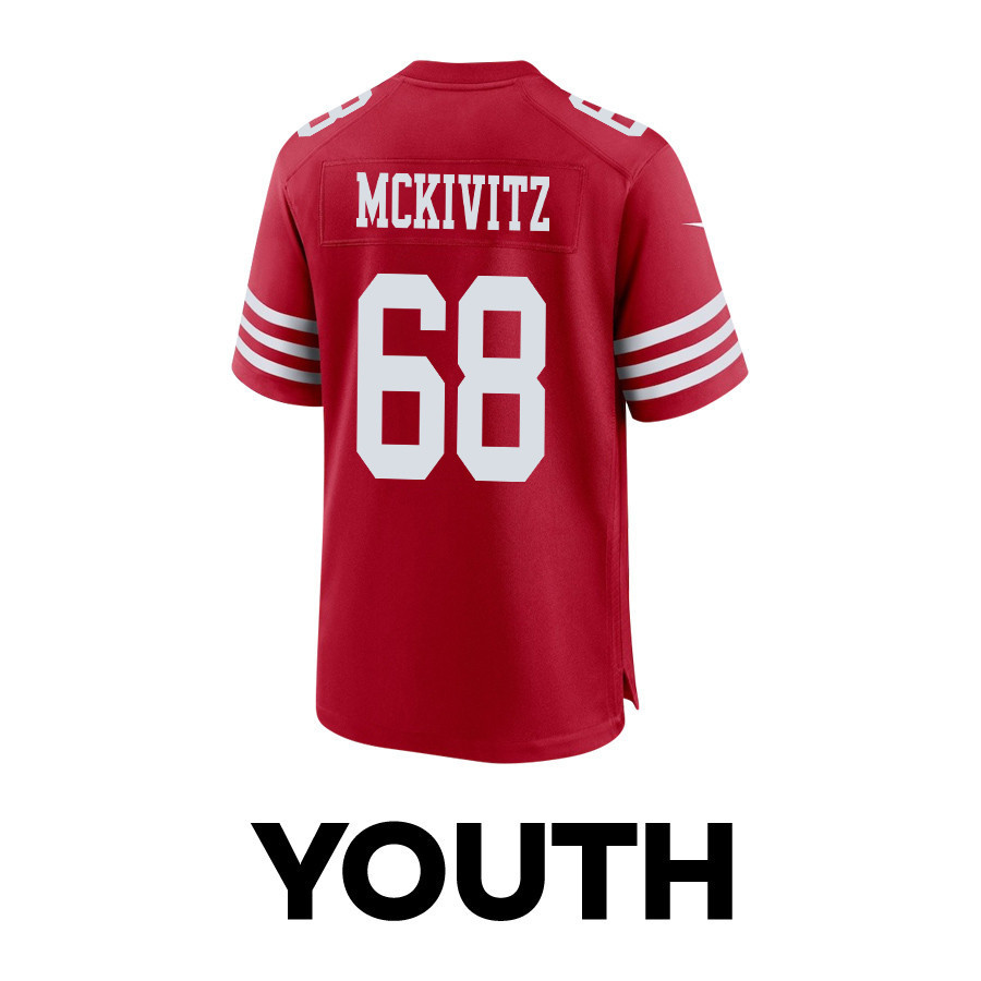 Colton McKivitz 68 San Francisco 49ers Super Bowl LVIII Patch Game YOUTH Jersey - Scarlet