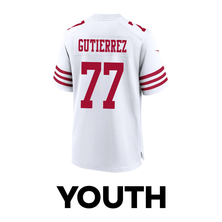 Alfredo Gutierrez 77 San Francisco 49ers Super Bowl LVIII Patch Game YOUTH Jersey - White