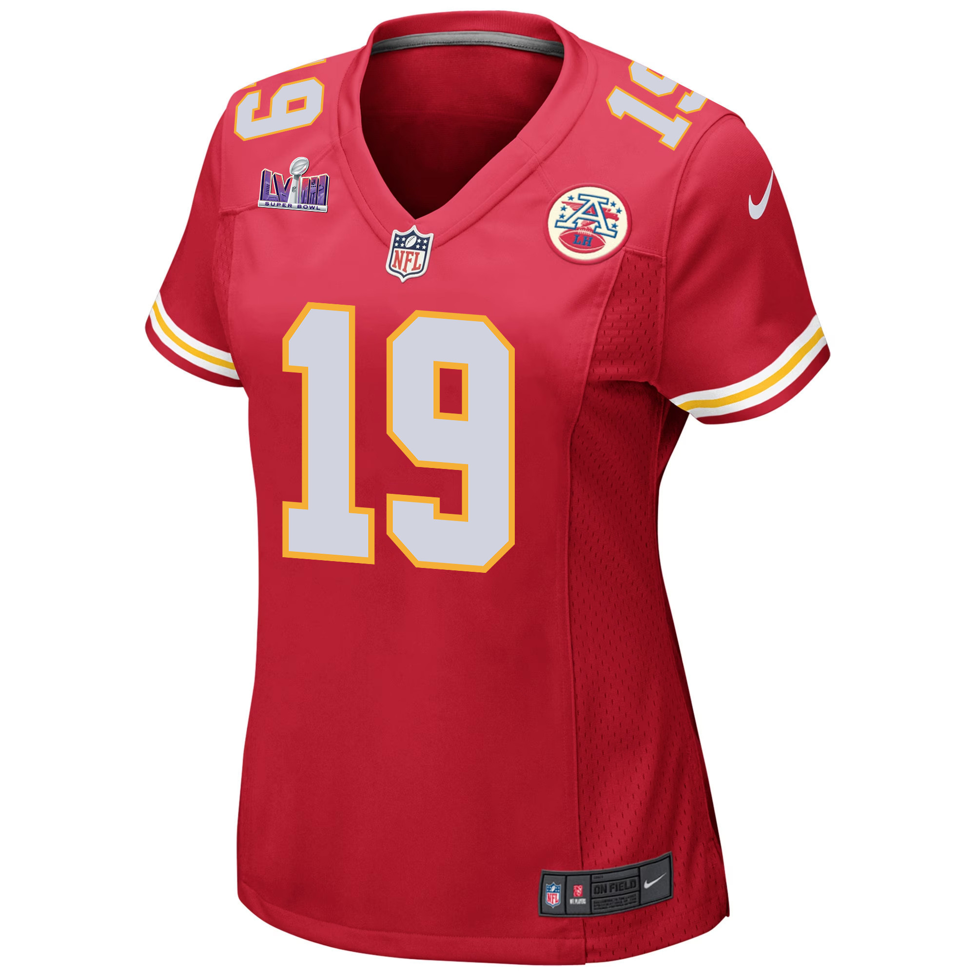 Kadarius Toney 19 Kansas City Chiefs Super Bowl LVIII Patch Game Women Jersey - Red