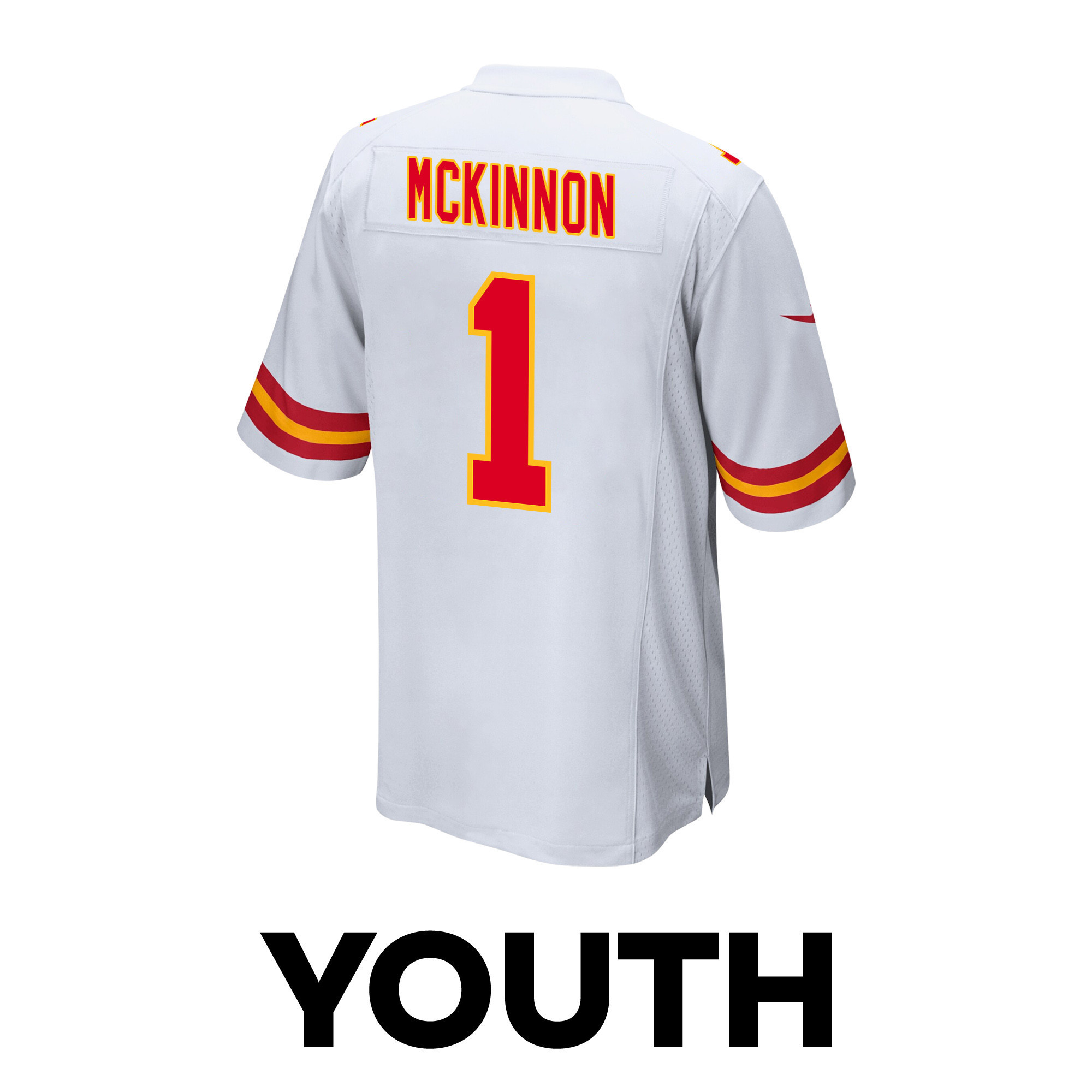 Jerick McKinnon 1 Kansas City Chiefs Super Bowl LVIII Patch Game YOUTH Jersey - White