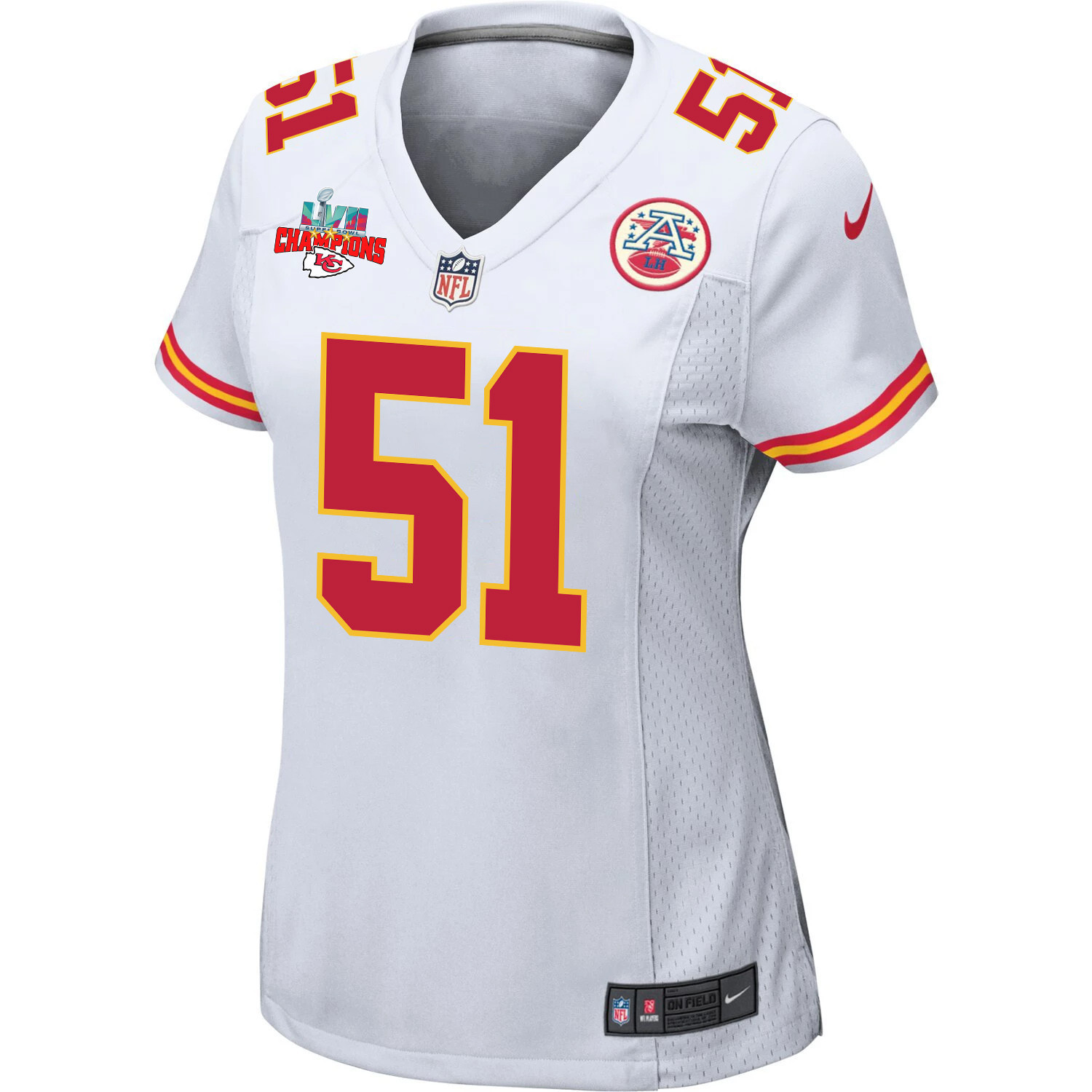 Mike Danna 51 Kansas City Chiefs Super Bowl LVII Champions 3 Stars Women Game Jersey - White