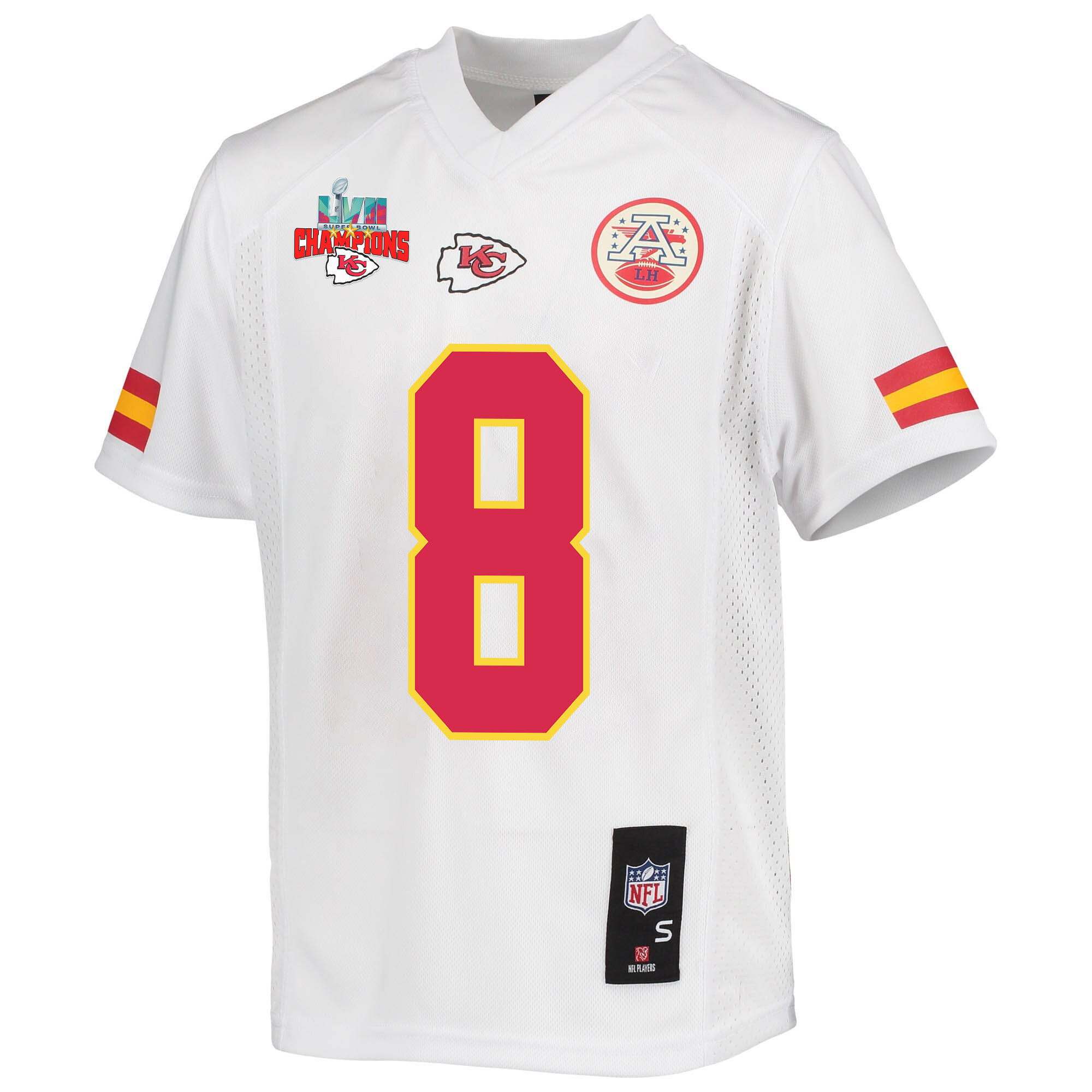 Carlos Dunlap 8 Kansas City Chiefs Super Bowl LVII Champions 3 Stars Youth Game Jersey - White