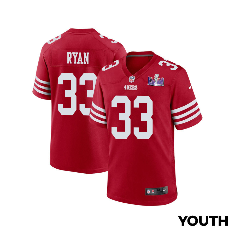 Logan Ryan 33 San Francisco 49ers Super Bowl LVIII Patch Game YOUTH Jersey - Scarlet
