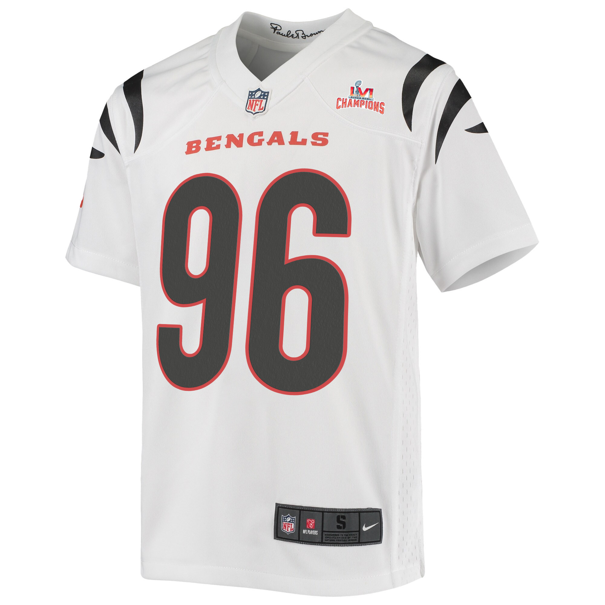 Super Bowl LVI Champions Cincinnati Bengals Cam Sample 96 White Youth's Jersey Jersey