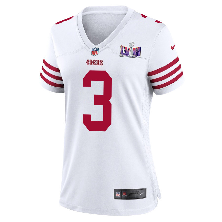 Ray-Ray McCloud III 3 San Francisco 49ers Super Bowl LVIII Patch Game Women Jersey - White