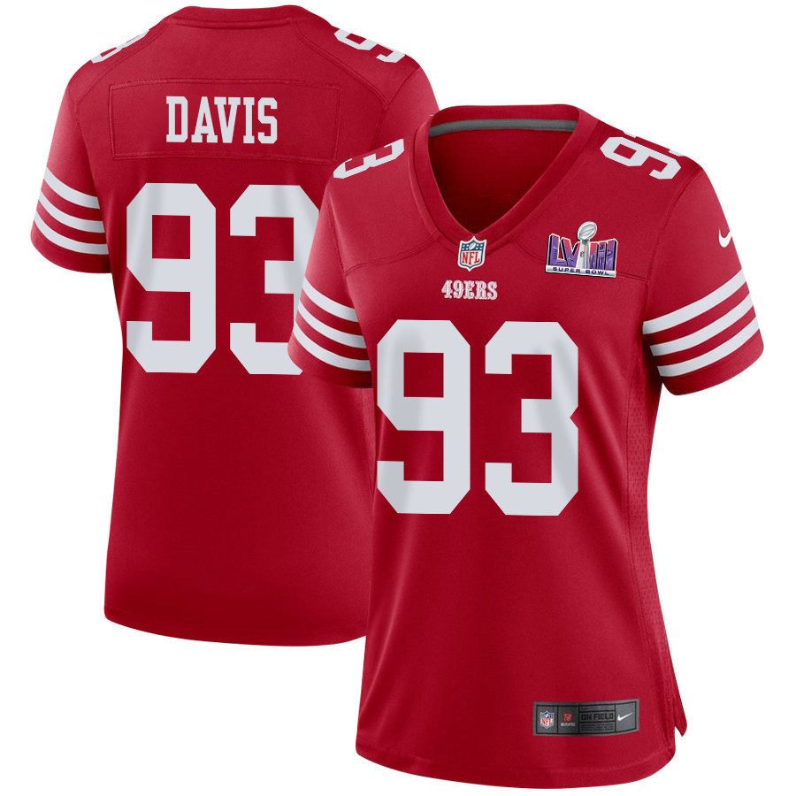 Kalia Davis 93 San Francisco 49ers Super Bowl LVIII Patch Game Women Jersey - Scarlet