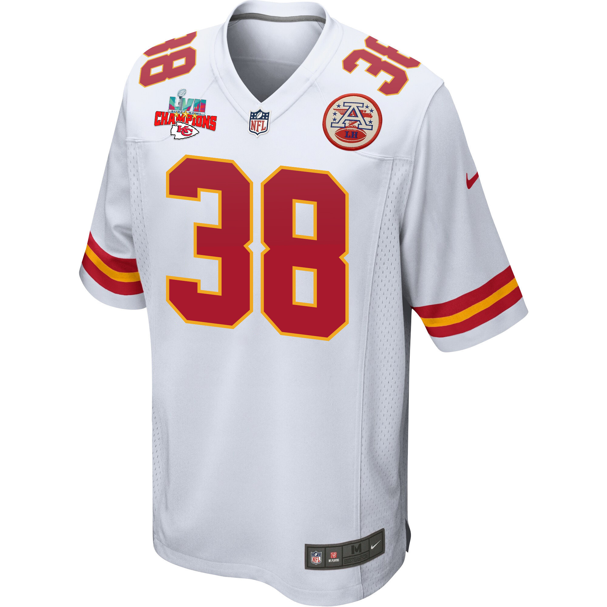 L'Jarius Sneed 38 Kansas City Chiefs Super Bowl LVII Champions 3 Stars Men Game Jersey - White