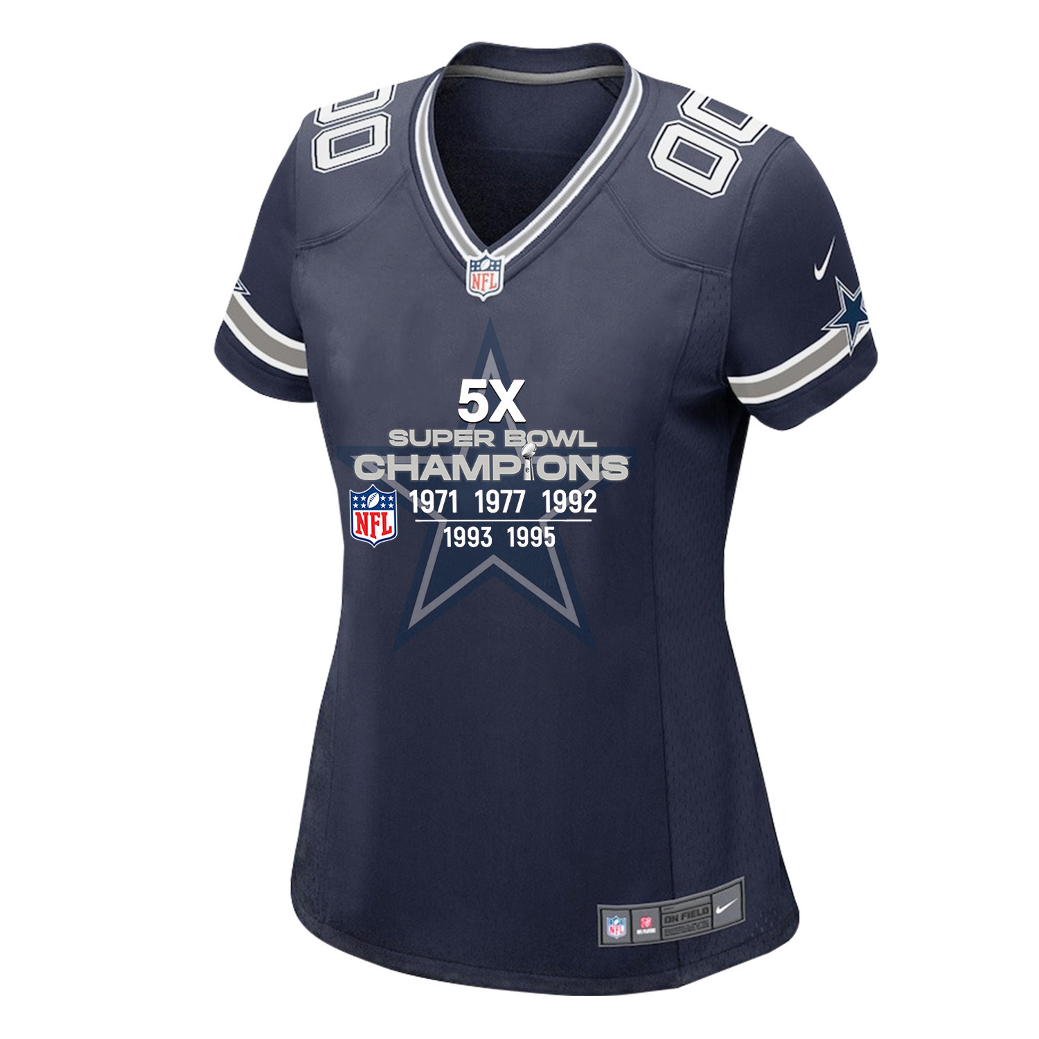 Dallas Cowboys 5X Super Bowl Champions Jersey - Women, Navy