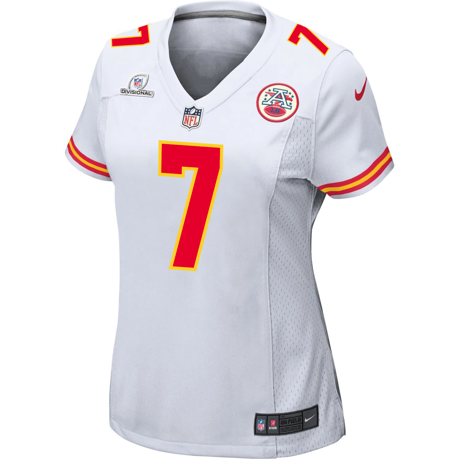 Harrison Butker 7 Kansas City Chiefs Super Bowl LVIII Patch Game Women Jersey - White