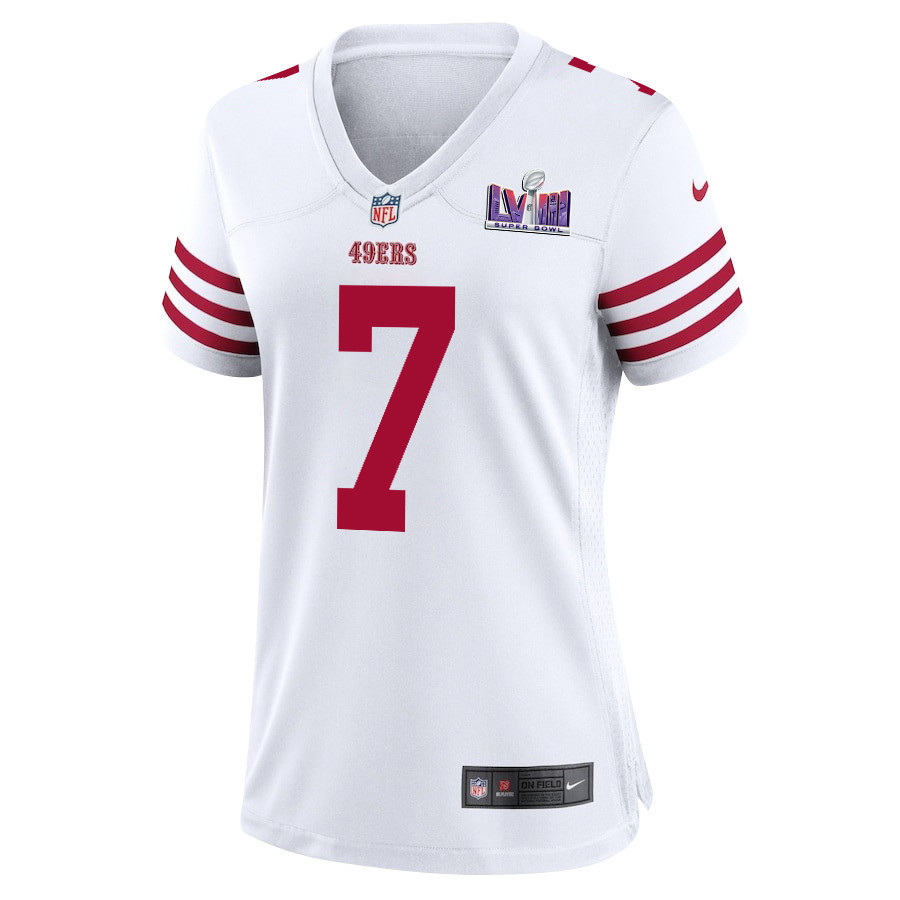 Charvarius Ward 7 San Francisco 49ers Super Bowl LVIII Patch Game Women Jersey - White
