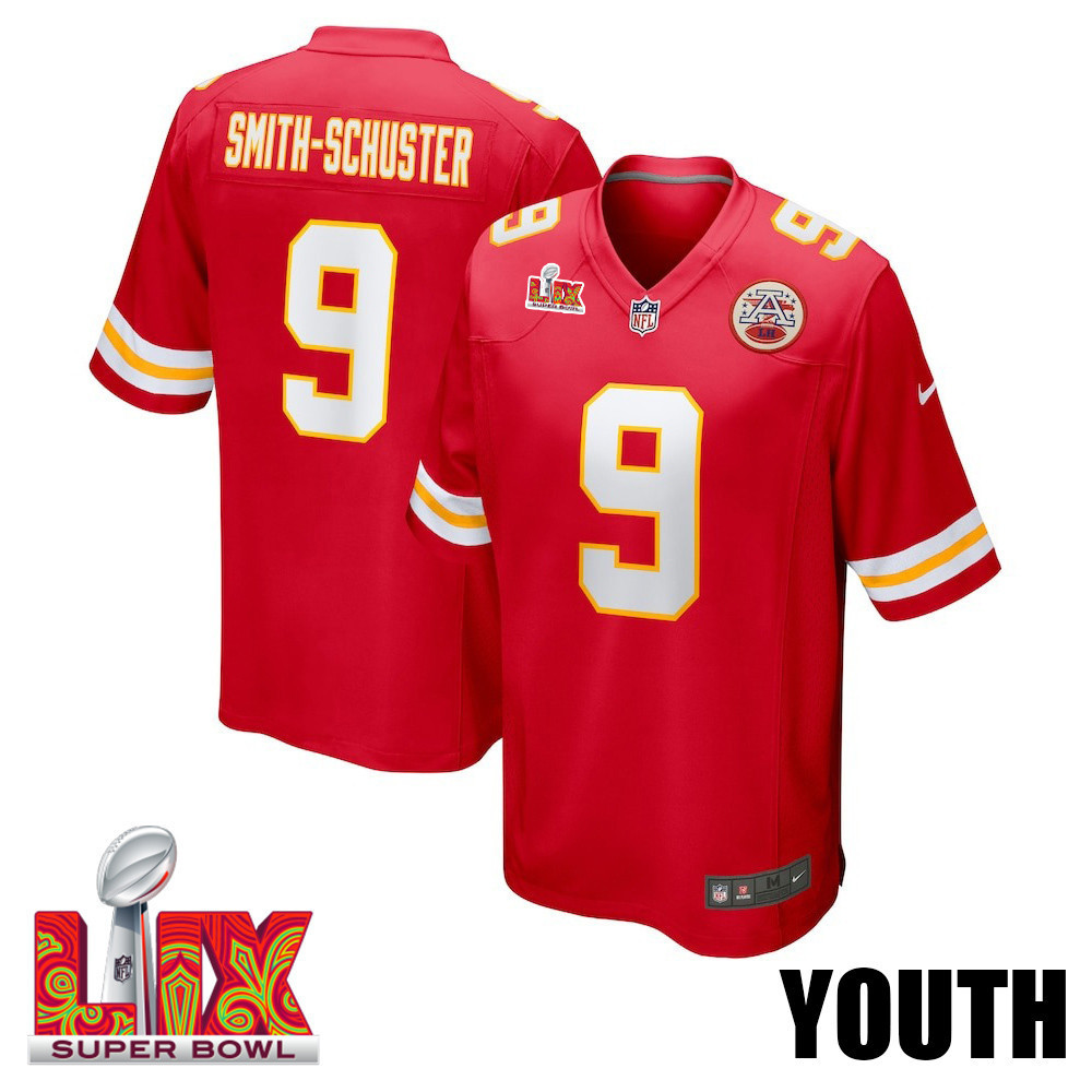 JuJu Smith-Schuster #9 Kansas City Chiefs Super Bowl LIX YOUTH Jersey - Red
