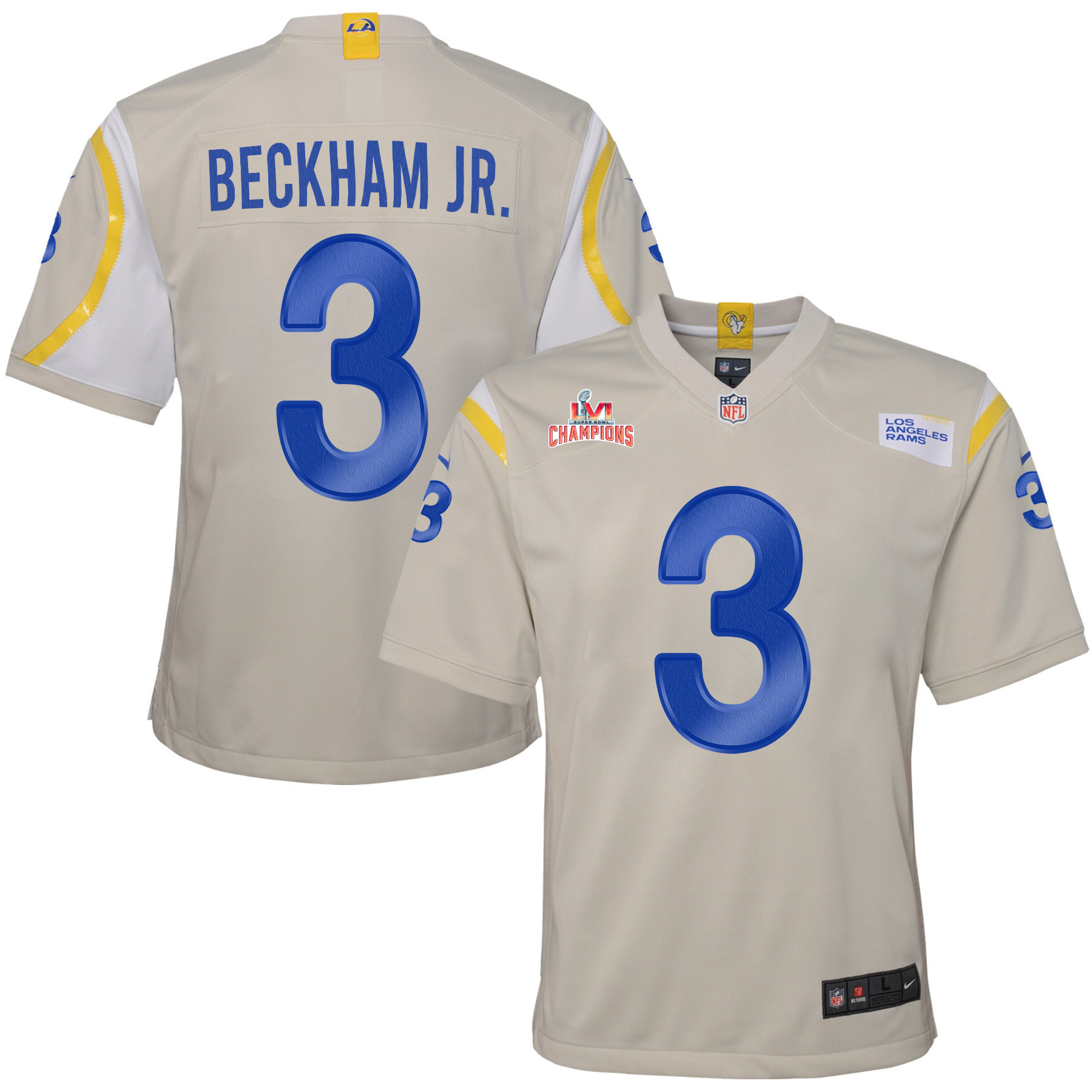 Super Bowl LVI Champions Los Angeles Rams Odell Beckham Jr. 3 Bone Youth's Jersey Jersey