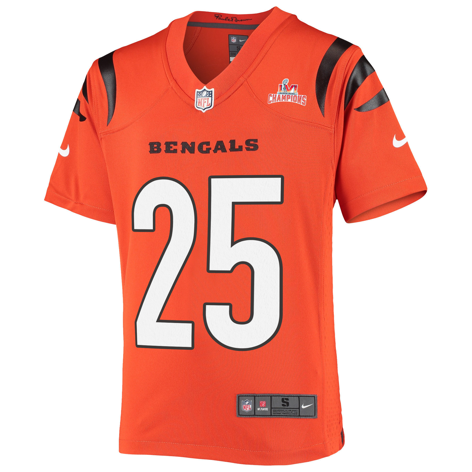 Super Bowl LVI Champions Cincinnati Bengals Chris Evans 25 Orange Youth's Jersey Jersey