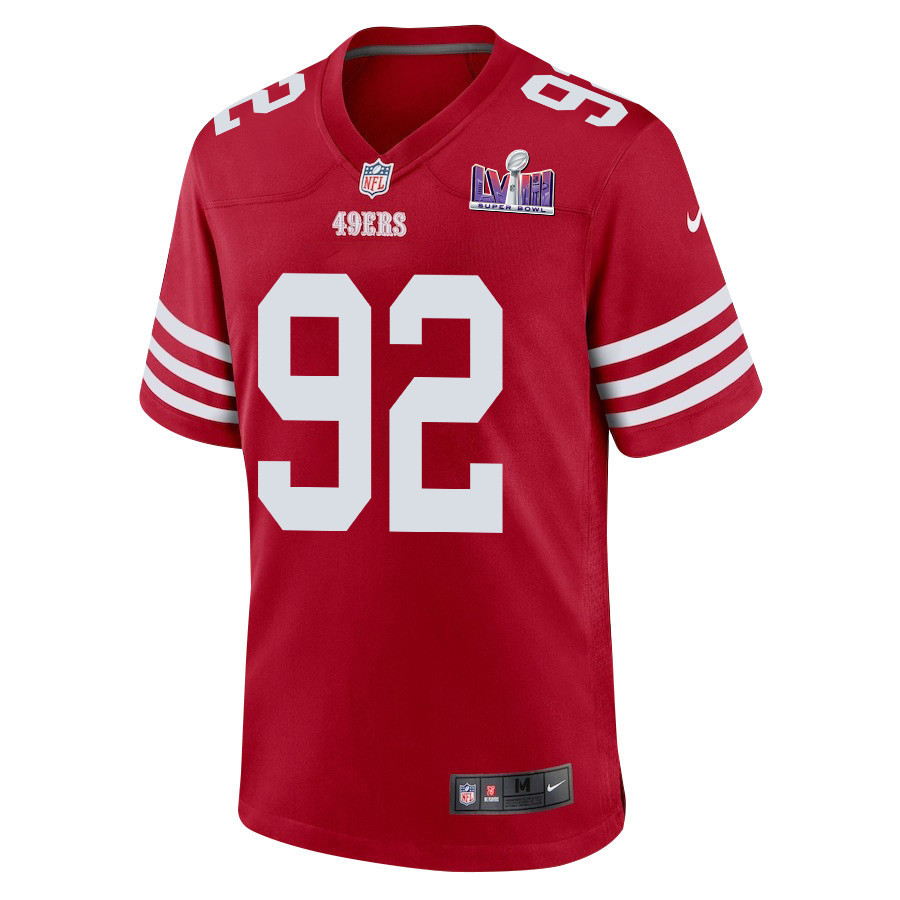 Chase Young 92 San Francisco 49ers Super Bowl LVIII Patch Game Men Jersey - Scarlet